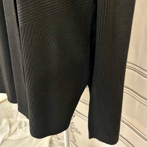 Black Cardigan Sweater, LS Open, Ribbed Design, New with Tags - Picture 3 of 9